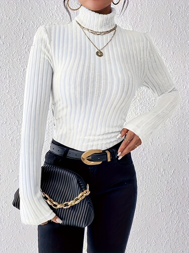 Winter/Spring Exclusive High-Neck V-Neck Long-Sleeve Pilling Knit Top