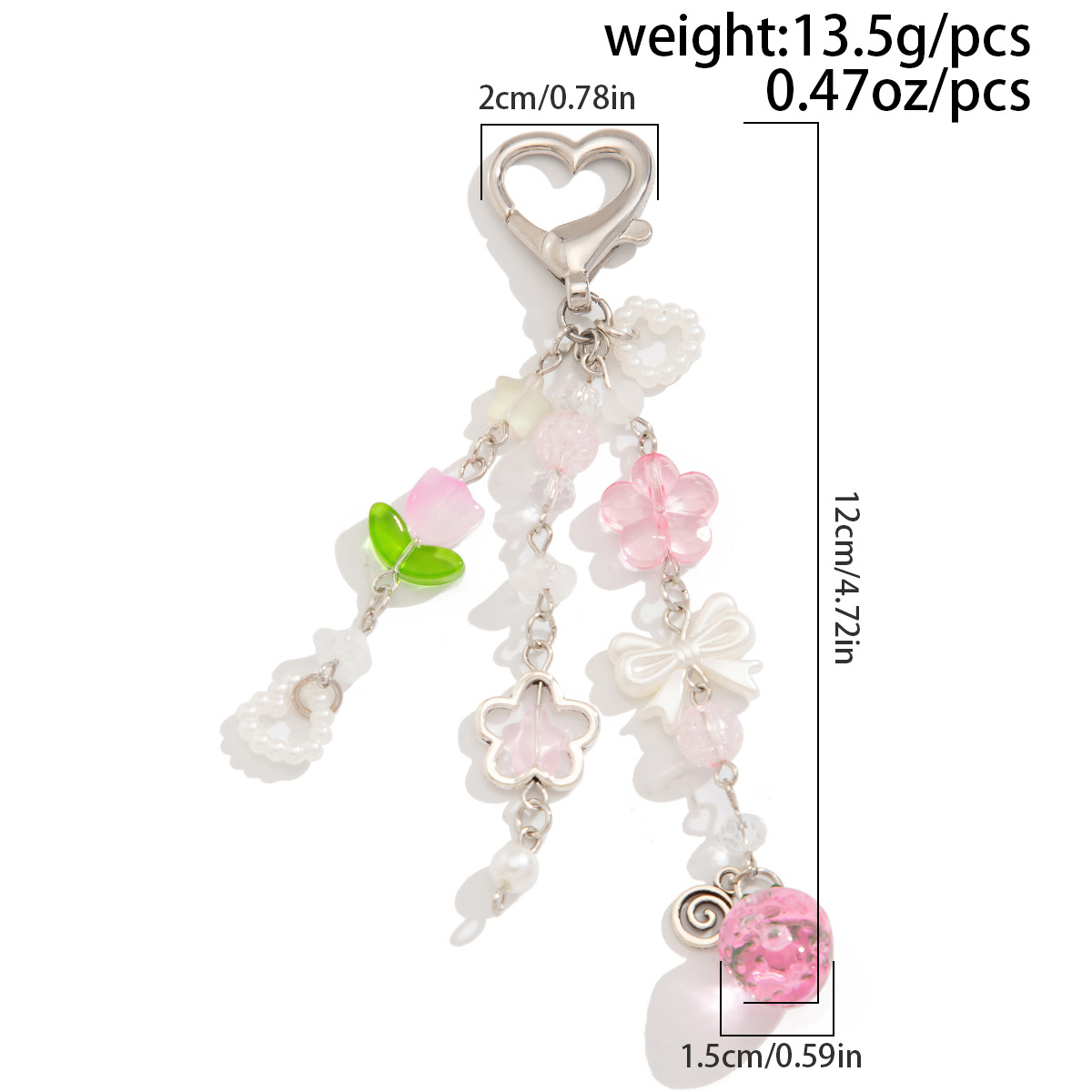 12g Weight Bag Pendant, Keychain Classification 1 Piece Quantity Daily Occasion Alloy Material Fruit, Strawberry Pattern Women's Gender Cute, Pastoral Style Cute Pastoral Fruit Strawberry Arylic Alloy Women's Bag Pendant Keychain 20