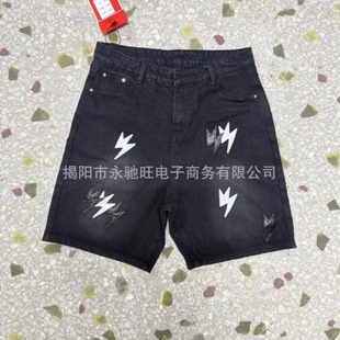 Trendy European and American Direct Sale 2025 Summer New Washed High Street Versatile Loose Vintage Wide-Leg Denim Shorts Unisex