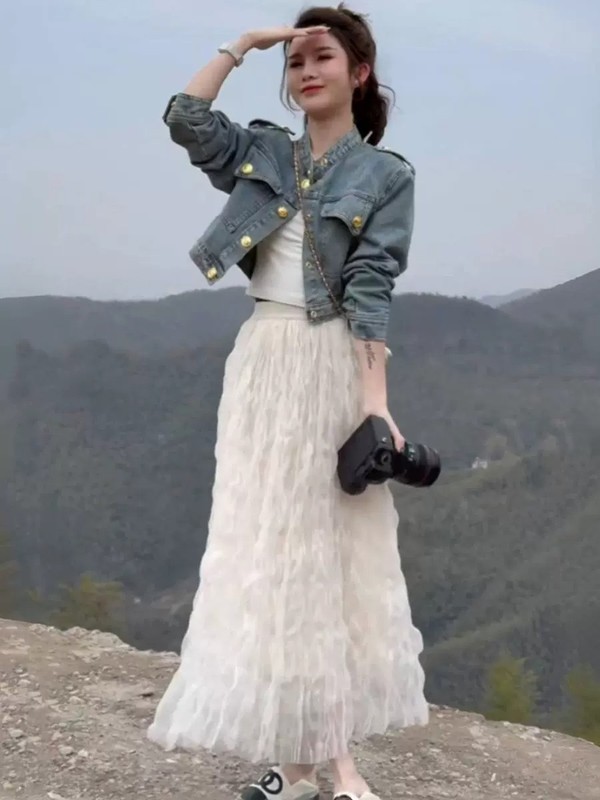 欧货高级感时尚气质网纱半身裙女2025早秋高腰显瘦大摆蛋糕蓬蓬裙|undefined