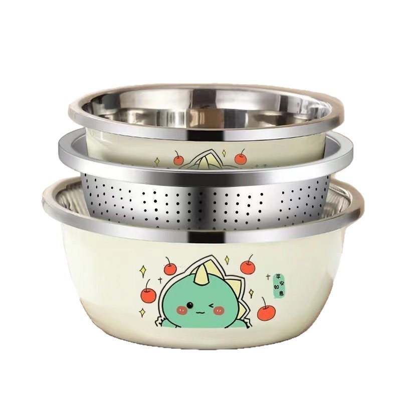 批发不锈钢盆家用卡通加厚圆形厨房料理专用洗菜和揉面汤盆宠物盆|undefined