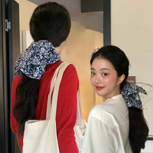 复古港风气质高级黑色小碎花大号方巾裙摆发圈时尚博主同款发绳女