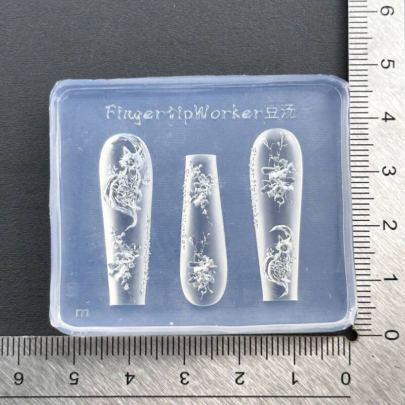 新款热卖小众精致清冷桃花桃花狐狸3d立体美甲装饰手工硅胶模具|undefined