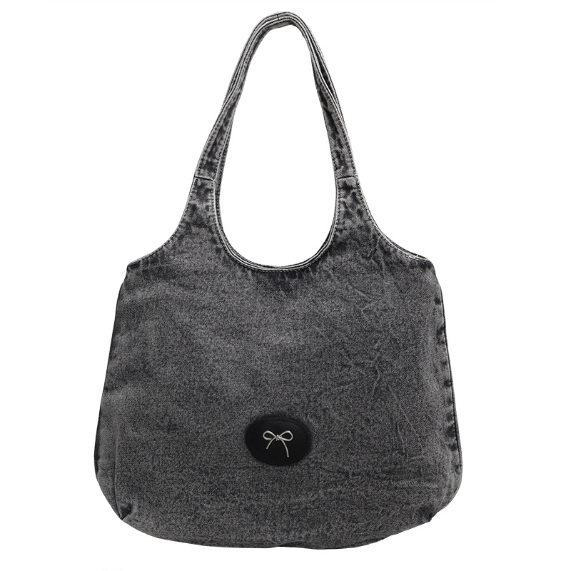 Bolso de viaje retro de mezclilla de alta gama, bolso de viaje de marca de moda de moda femenina, bolso de axila de hombro simple y casual de gran capacidad