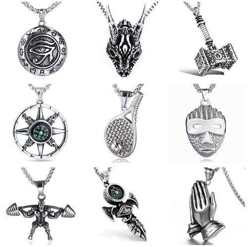 Hip-hop Titanium Steel Necklace for Men, Retro Alloy Pendant, Trendy Lockchain, Stainless Steel Couple Necklace