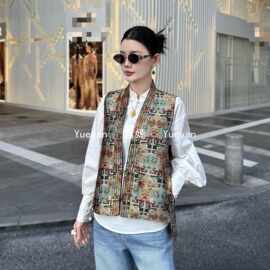 南油轻奢女装早春新中式国风复古真丝唐锦重缎提花盘扣马甲