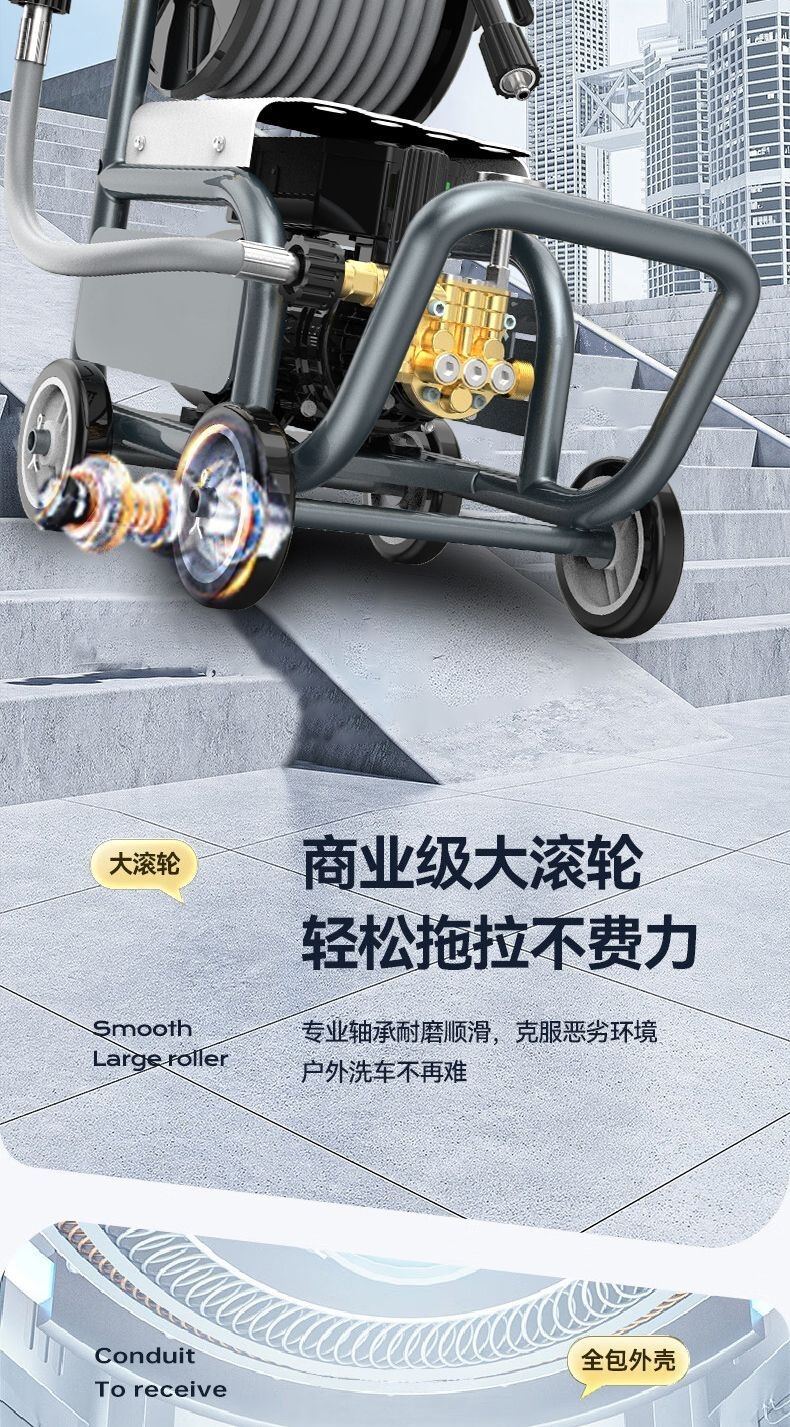 Car Washing Machine 220V High-Pressure Water Gun for Home Use, Powerful Cleaning with Pump Head, New Model 25, High-Power Copper-Coated Aluminum