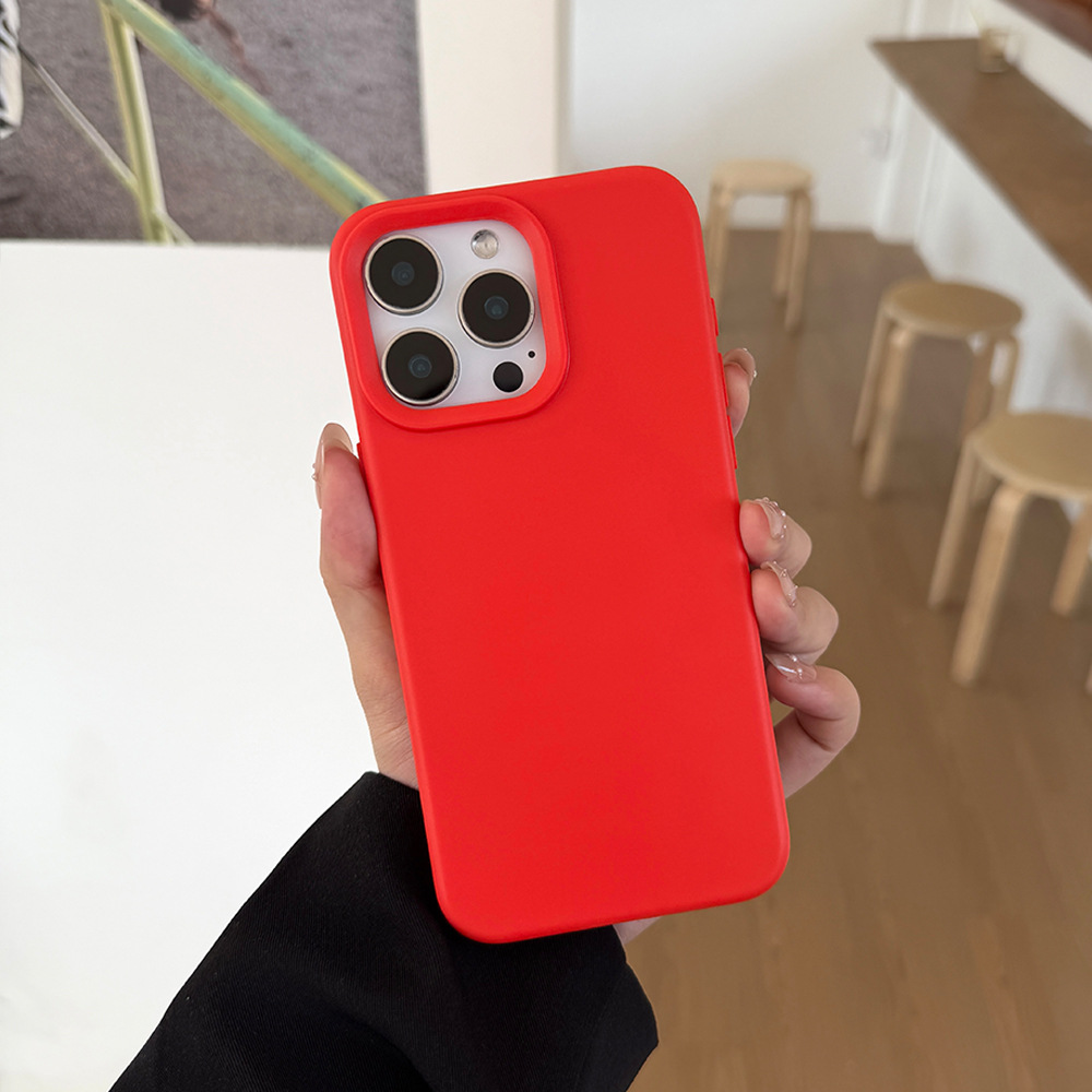 Funda protectora de silicona anticaídas para iPhone 15 Pro, 13 y 17, de color puro y tacto piel, estilo simple, todo incluido.