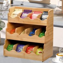 多层茶包收纳架简约木质置物架家用桌面分隔式咖啡包糖包收纳架