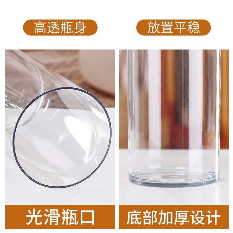 亚克力防摔花瓶摆件客厅插花透明水养富贵竹直筒轻奢高级感醒花桶|undefined