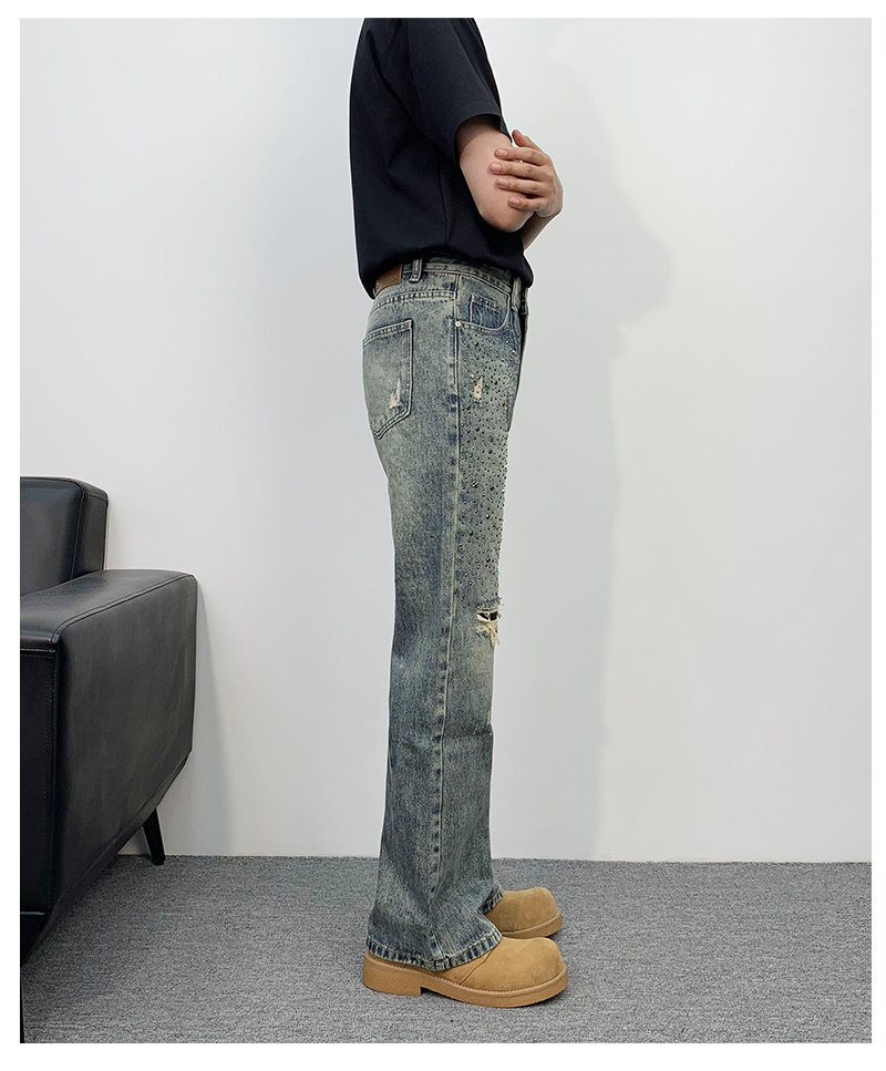 Personalisierte Jeans Mit Strass Für Herren Im Distressed Look_voghion.com
