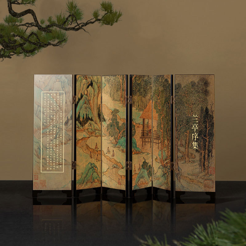Lantingji Xu Desktop Antique Small Screen Medieval Style Ornament Museum Cultural and Creative Birthday Teacher's Day Gift Ornament