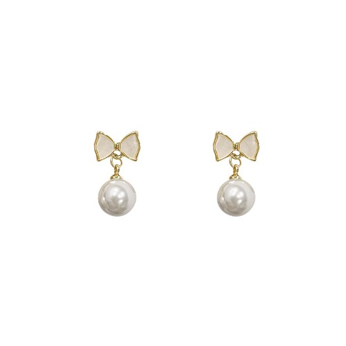 Fashionable butterfly knot pearl earrings for women, new style earrings, niche high-end feel drop earrings, light luxury retro ear clips