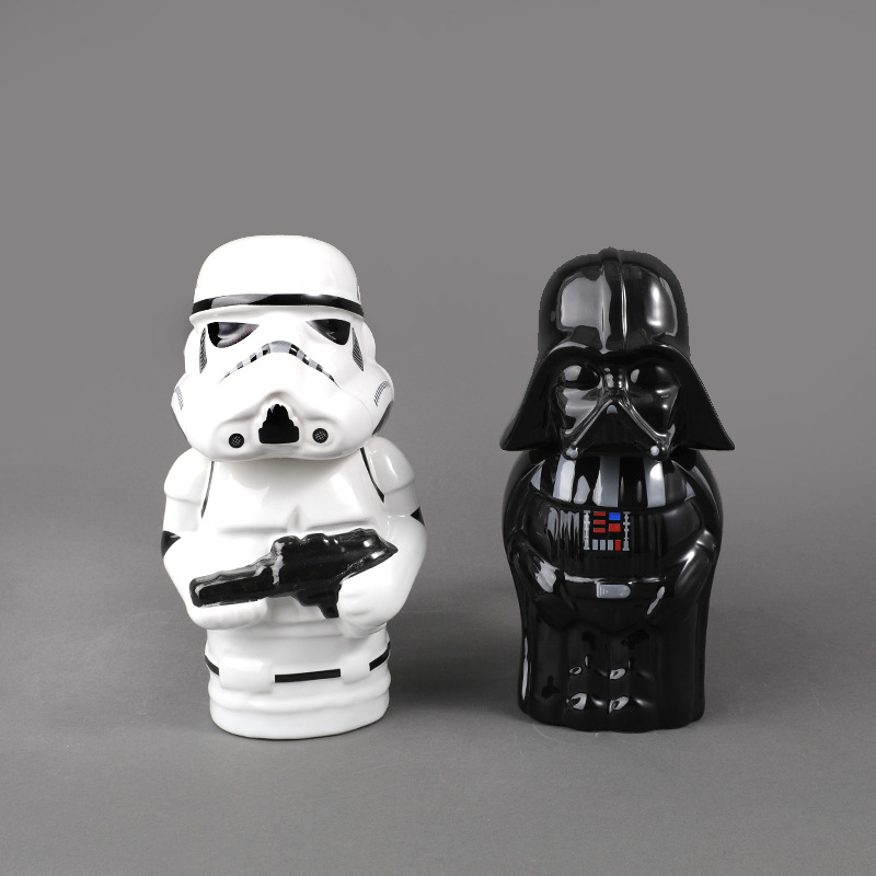 Tendencia creativa transfronteriza taza de gran capacidad con cubierta con cuchara taza de cerámica Star Wars taza de agua