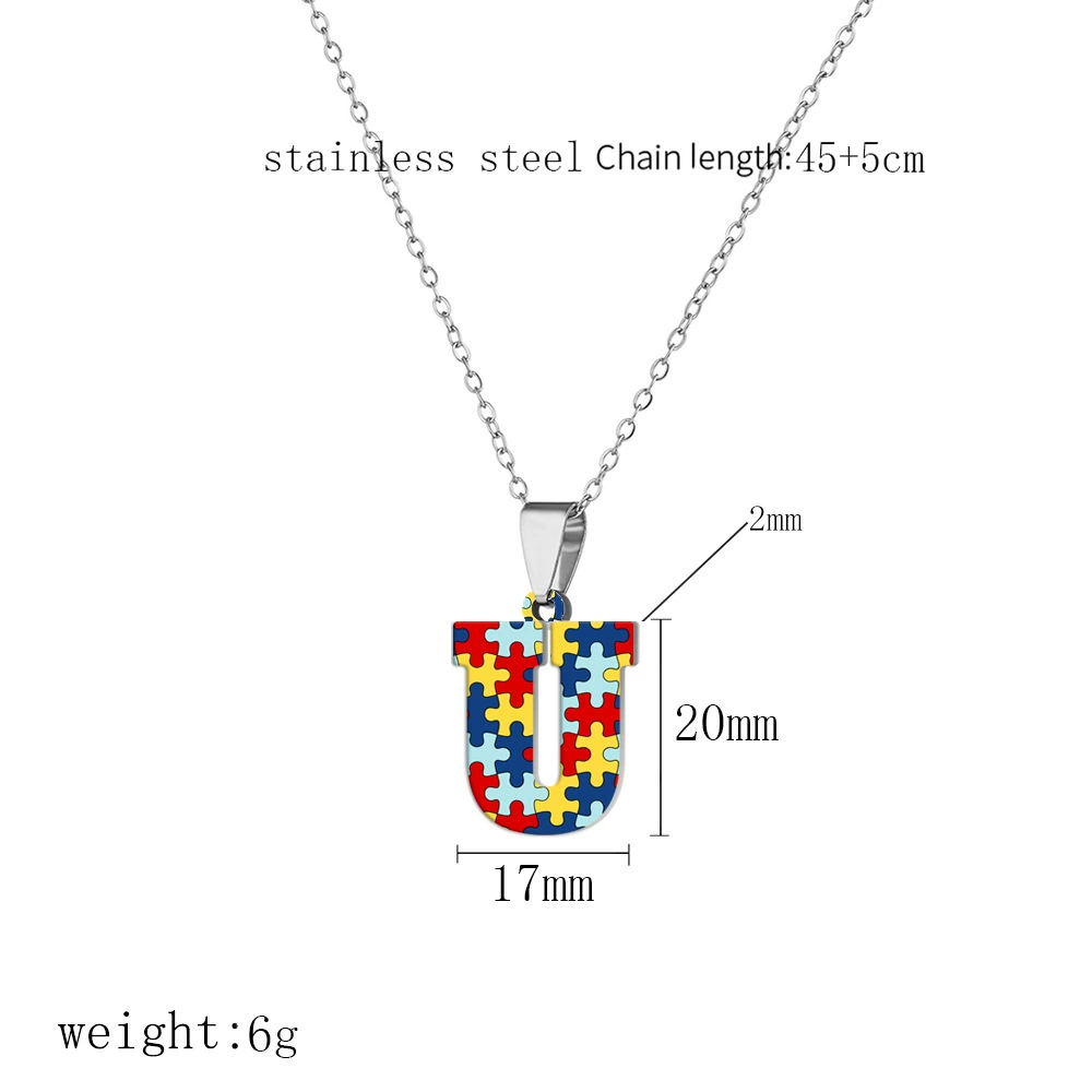 П pendant из нержавеющей стали с буквами, головоломка, ожерелье, (торговля через границы)