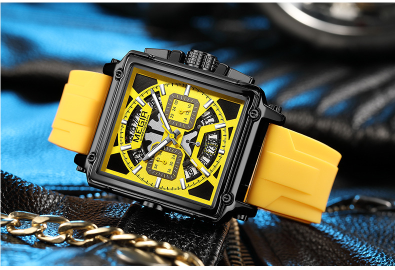 Meigel – montre à Quartz pour hommes, carrée, étanche, brillante, Sport, chronomètre multifonctionnel, nouvelle collection 2023_voghion.com