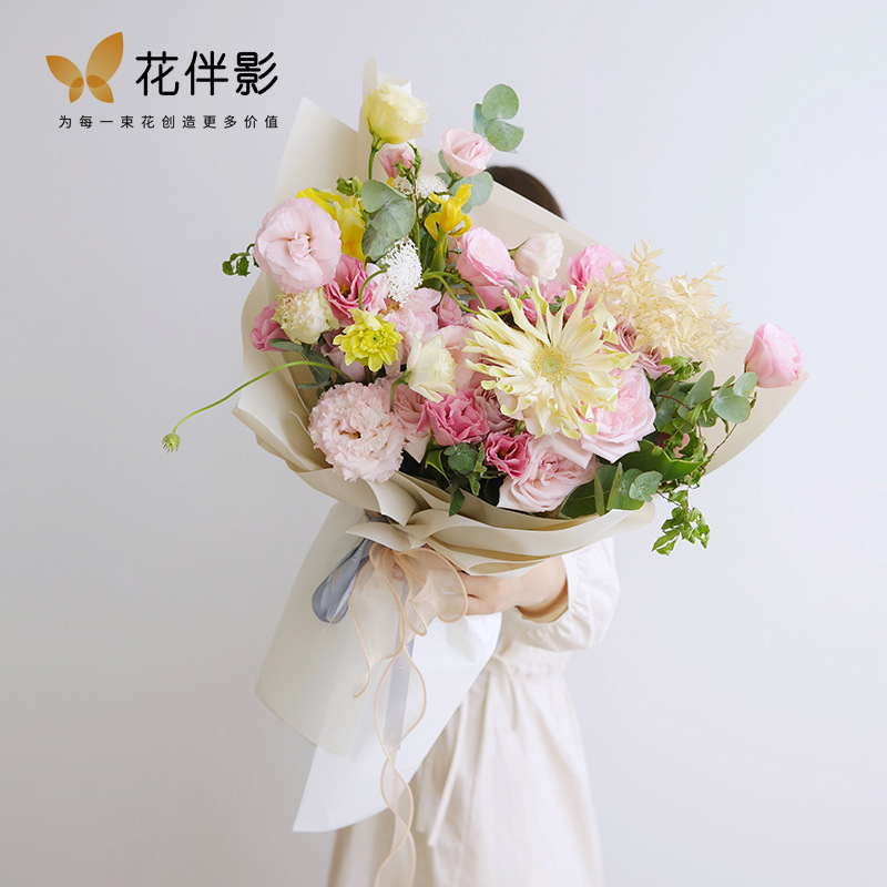 花伴影  俄罗斯圆形花束包装材料卡芬纸鲜花包装纸花店用品防水纸