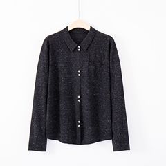 博伟洋气早秋新款长袖毛针织衫POLO领衬衫气质外搭开衫女外套上衣