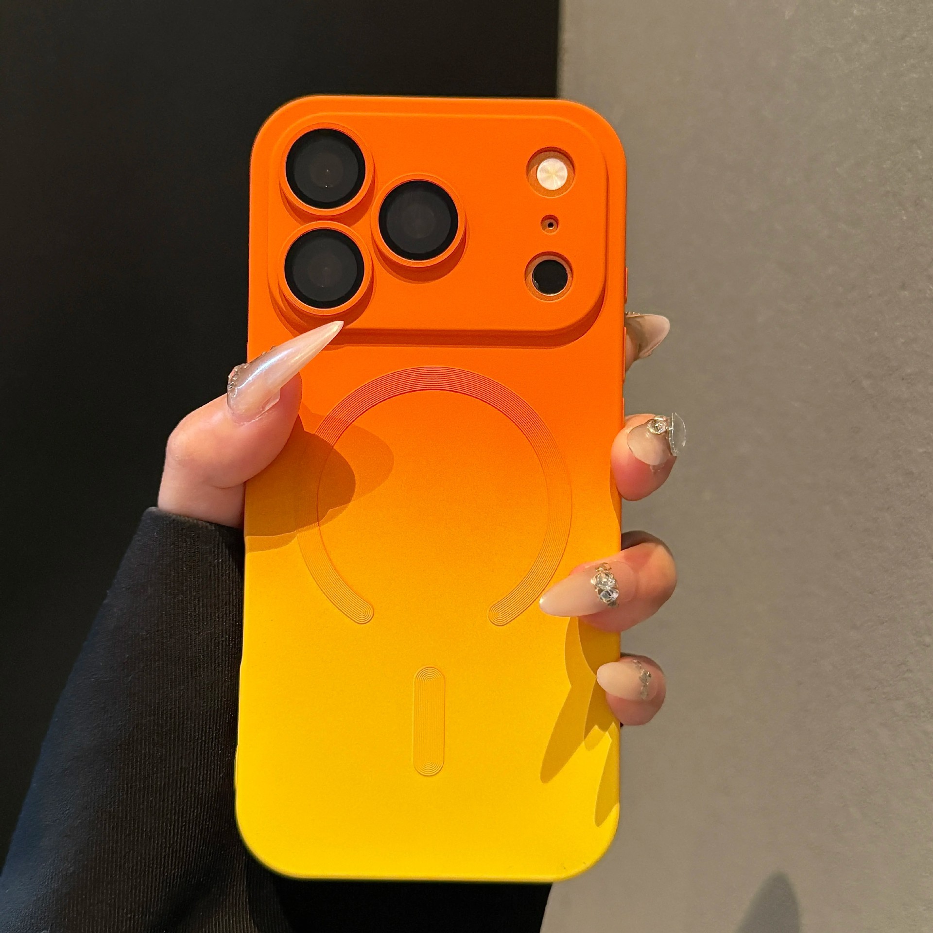Luxury Gradient Magnetic Phone Case with Built-in Camera Lens Protector & Kickstand for iPhone 17 16 15 14 13 12 Pro Max, Soft Silicone Shockproof Cover