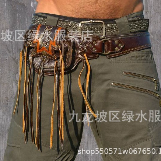 Средневековый панк, европейский и американский ретро-пояс, Мужская Уличная сумка на молнии с кисточками и заклепками, поставка желаний