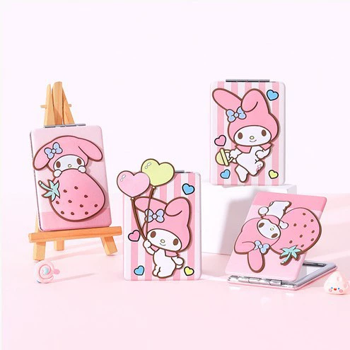 [Полный набор Sanrio двойных зеркал] KUROMI маленькое зеркало общежитие спальня косметическое зеркало складное зеркало нарядное зеркало