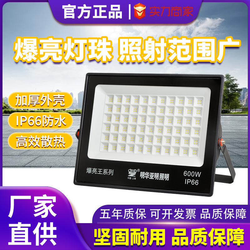 亚明LED户外照明灯庭院探照路灯工程工业车间厂房投光灯射灯强光