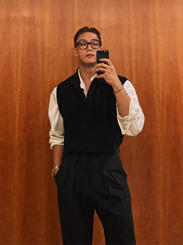 POLO领毛衣背心男春秋韩版复古轻熟风毛线衣轻奢商务休闲针织马甲|undefined