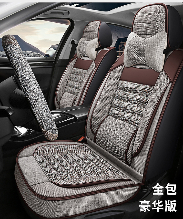 Wholesale All-Inclusive Car Seat Covers, Universal for All Seasons, Anti-Linen Fabric, Full Set of Breathable Car Seat Cushion Covers