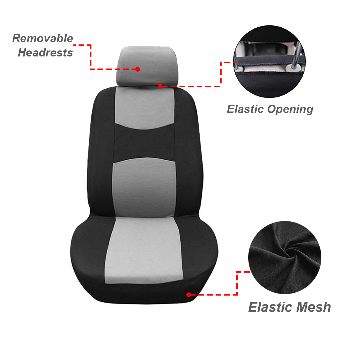 General polyester cloth car seat cover 9 sets_voghion.com