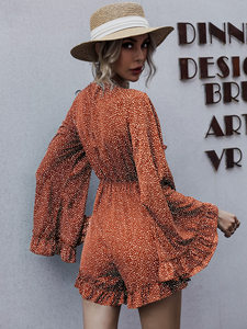 product - wholesale High Waist Sexy Small Deep V Plunge Plunge neck Sexy Lace up Romper - 11