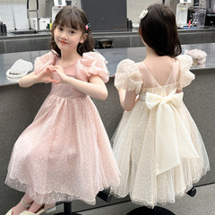 女小童連衣裙洋氣夏季2024新款洋氣女孩寶寶夏裝公主裙子禮服韓版