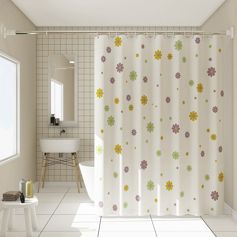 Mini cortina de baño fresca y gruesa sin perforación, cortina de baño, cortina de baño impermeable a prueba de moho, cortina de puerta de baño