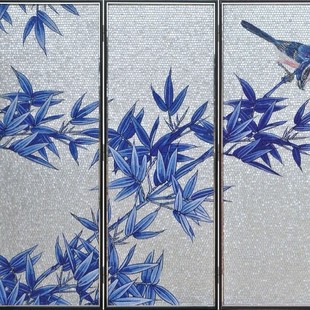 Screen Partition Color Mosaic Tile Multicolor Assembled Mosaic Decorative Painting Background Wall Style Painting Glass