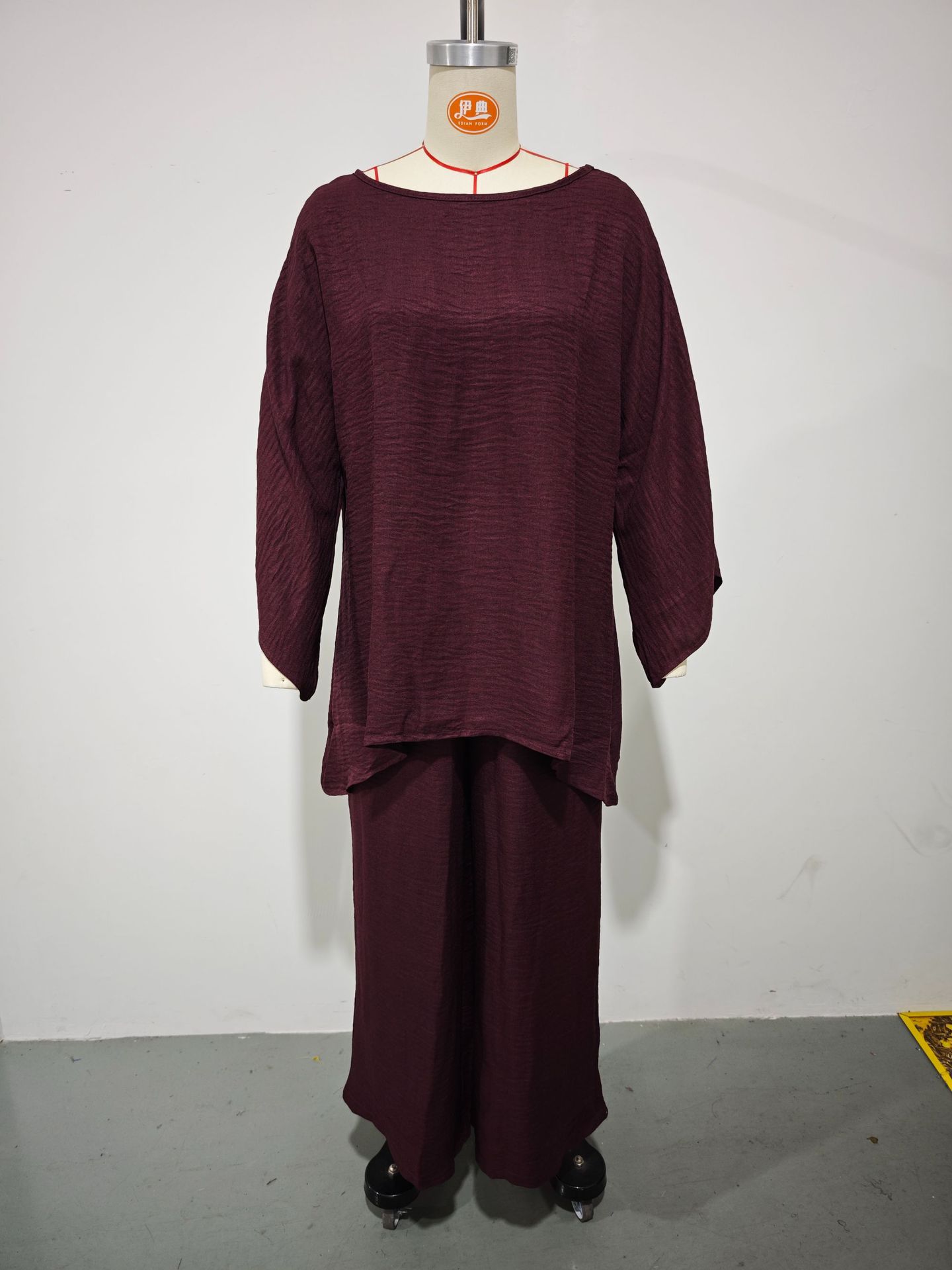Women's Simple Loose Fit Linen Blend Shirt And Wide Leg Pants Set Casual Comfortable Two-Piece Outfit_ecoleips.com