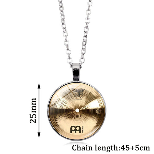 DJ drummer cymbals drum set time gem pendant necklace female cross-border European and American fashion sweater chain jewelry small gift