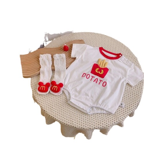 Baby clothes summer set diaper cover thin newborn boy onesie ultra cute 100th day full moon summer tunic