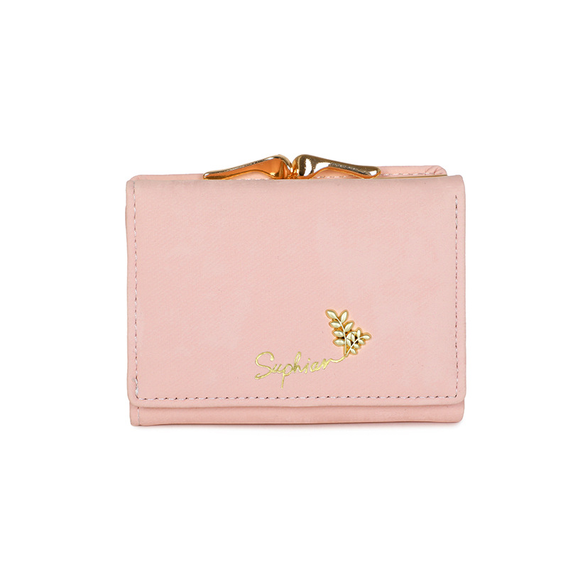 Nuevo monedero de estudiante de franela fresca pequeña de estilo nacional plegable simple, clip de dinero de sentido avanzado, billetera corta para mujer