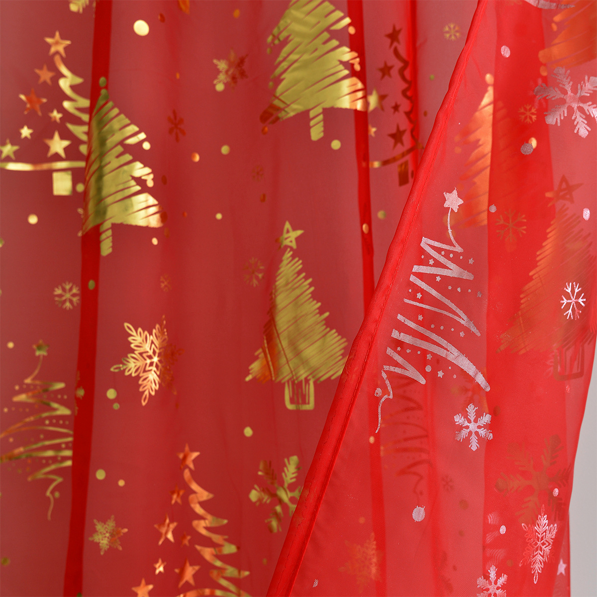 Transfronterizos de una sola cadena de trilon nevada de Navidad cortinas cortinas cortinas de barra Amazon TEMU en stock cortinas de productos terminados