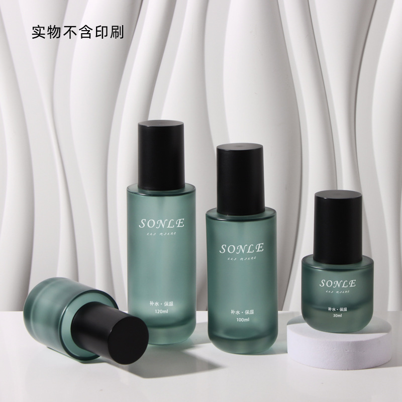 新款现货玻璃瓶化妆品包材120ml按压式乳液精华液 膏霜分装瓶空瓶|undefined