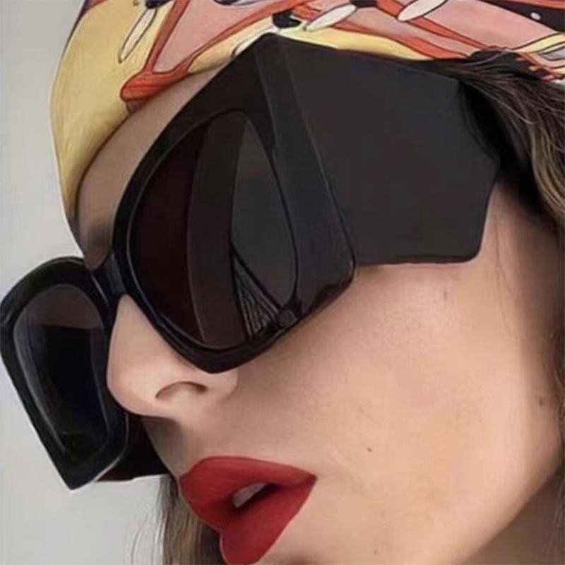 個性誇張潮流大框太陽鏡歐美時尚女士墨鏡寬腿豹紋色遮陽太陽眼鏡