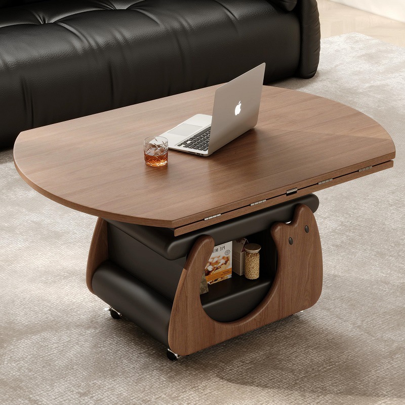 Mesa de centro nórdica multifuncional ajustable, modelo 2026, para apartamentos pequeños, mesa de comedor minimalista, mesa de centro plegable extensible de doble uso.
