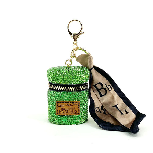 New Fashionable Internet Celebrity Key Chain Versatile Mini Full Diamond High-end Feeling Earphone Bag Zero Wallet Small Chiffon Light Luxury Style 