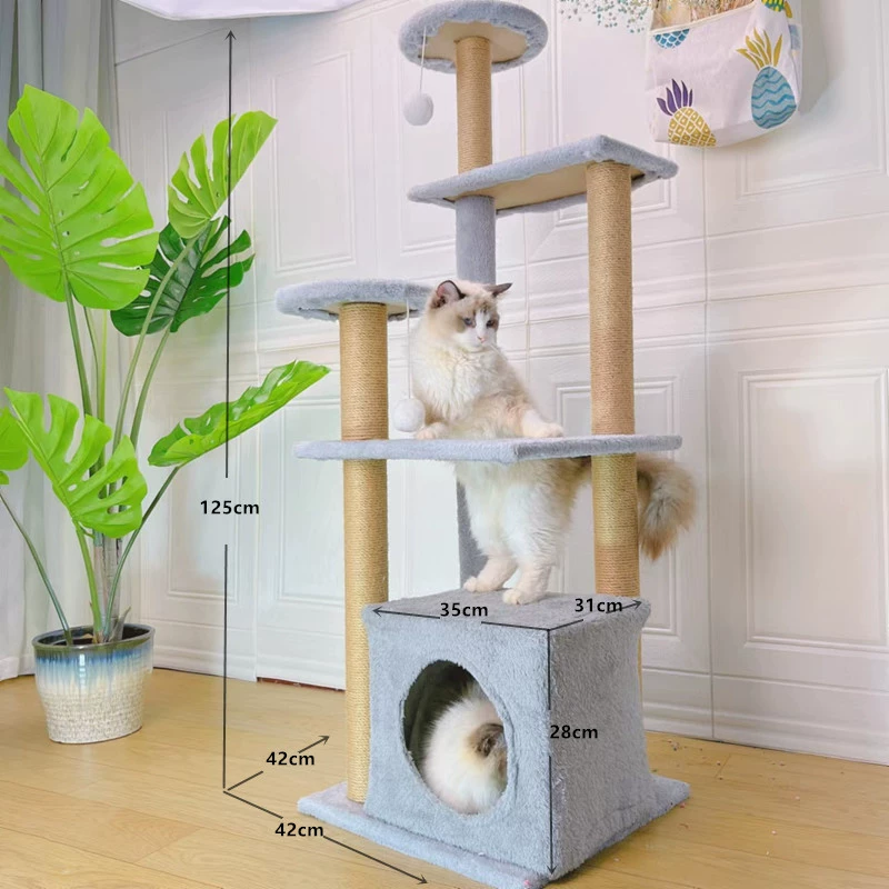 Cat climbing rack cat shelves cat nest Cat caught the upper and lower cat tree columns in the four seasons universal wear -resistant cat jumping platform cat house