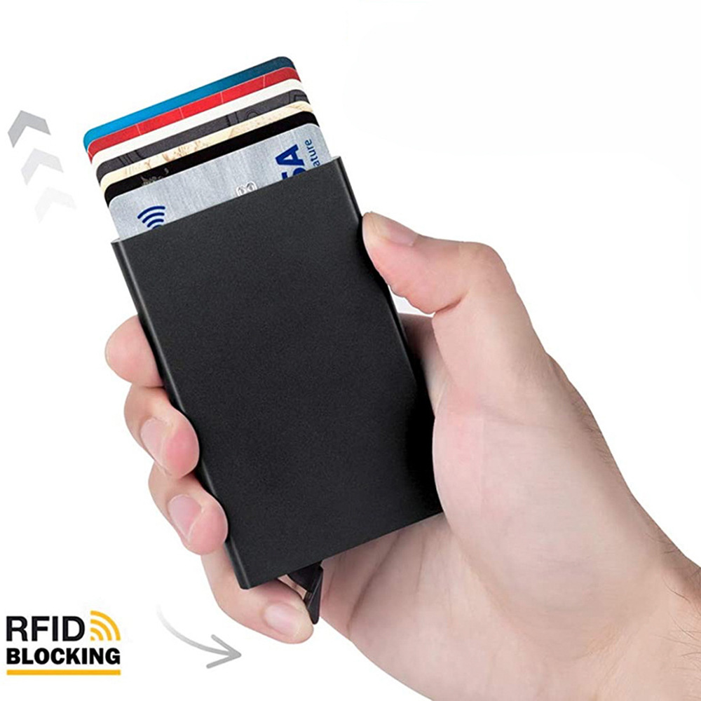 铝制卡夹 ID RFID 信用卡夹自动弹出式银行卡盒智能可拆迷你卡包-阿里巴巴
