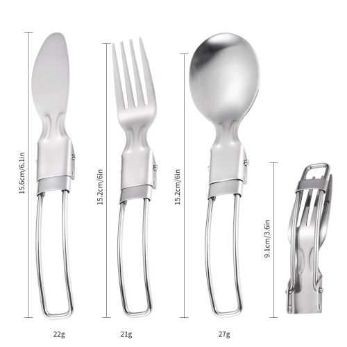 Cross-border stainless steel outdoor portable cutlery set travel telescopic foldable camping picnic knife fork spoon