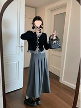 大码女装初秋穿搭感套装假两件针织衫胖MM显瘦百褶裙子两件套