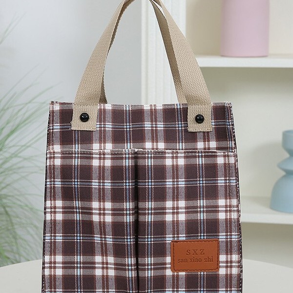 Cross-Border Cheap Fabric Large Tote Bag for Women British Style Trendy Plaid Shoulder Armpit Bag Retro Commuter Tote Bag