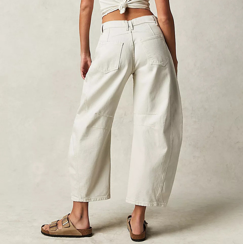 Damjeans hög midja slim stretch haremsbyxor casual passform_voghion.com