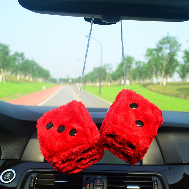 Aliexpress Amazon Wish Cross-Border Trade Plush Dice Car Pendant Dice Ornament Car Hanging Rearview Mirror Dropshipping
