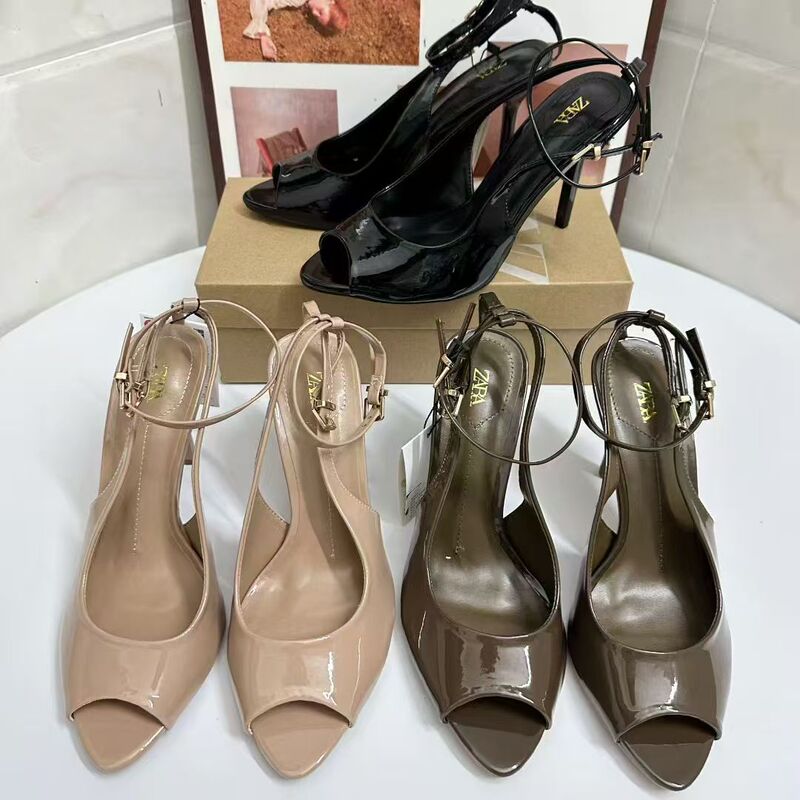 Za2025 New Autumn High-Heeled Fish-Mouth Sandals, Large Size, Versatile for Daily Outings, High-Heeled Open-Toe Sandals for Women